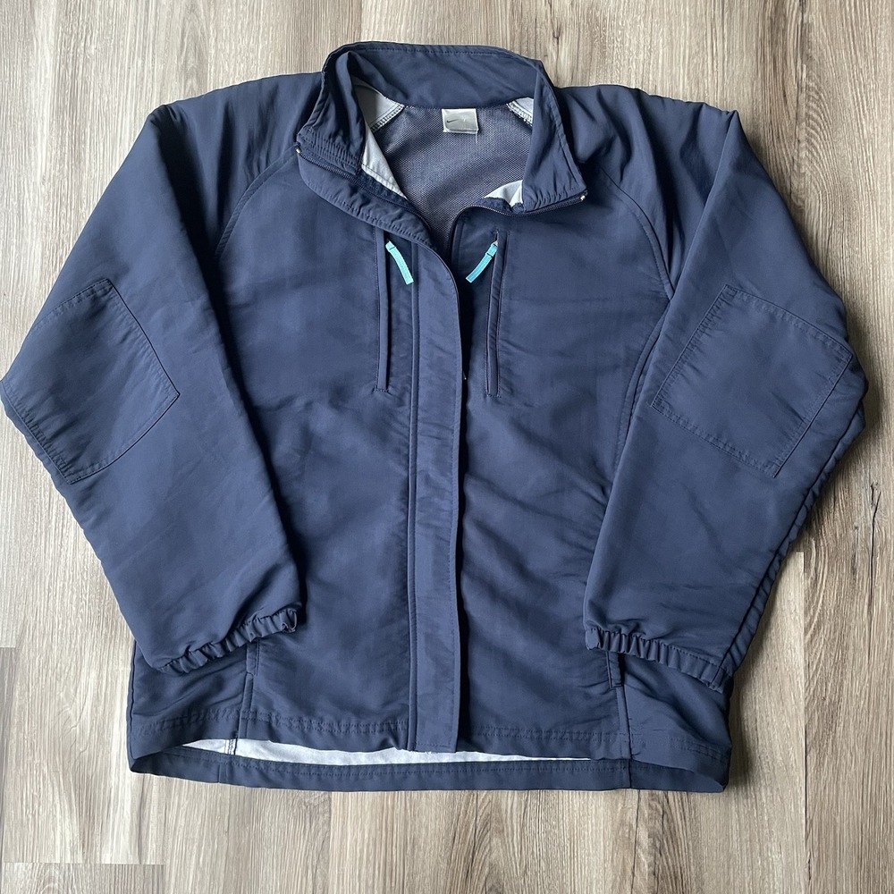 Vintage 90's Nike Large 12-14 Navy Blue Full Zip‎ Lightweight Windbreaker Jacket